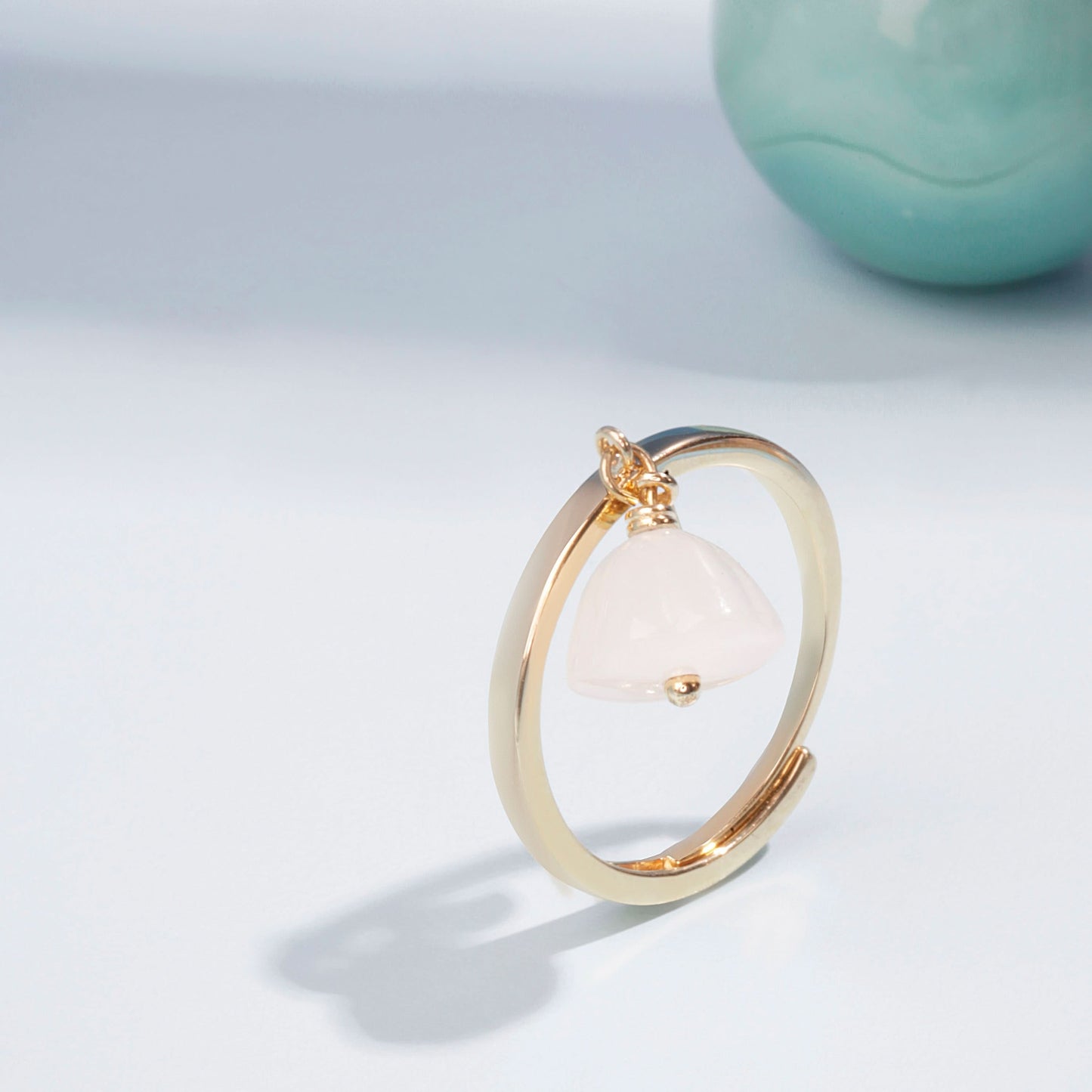 Gold Plated White Stone Floral Ring