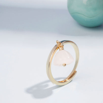 Gold Plated White Stone Floral Ring