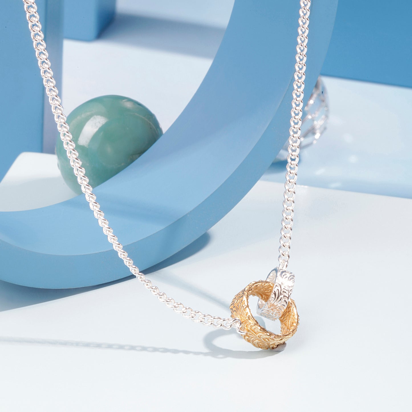 'Tangled Rings' Silver & Gold Pendant
