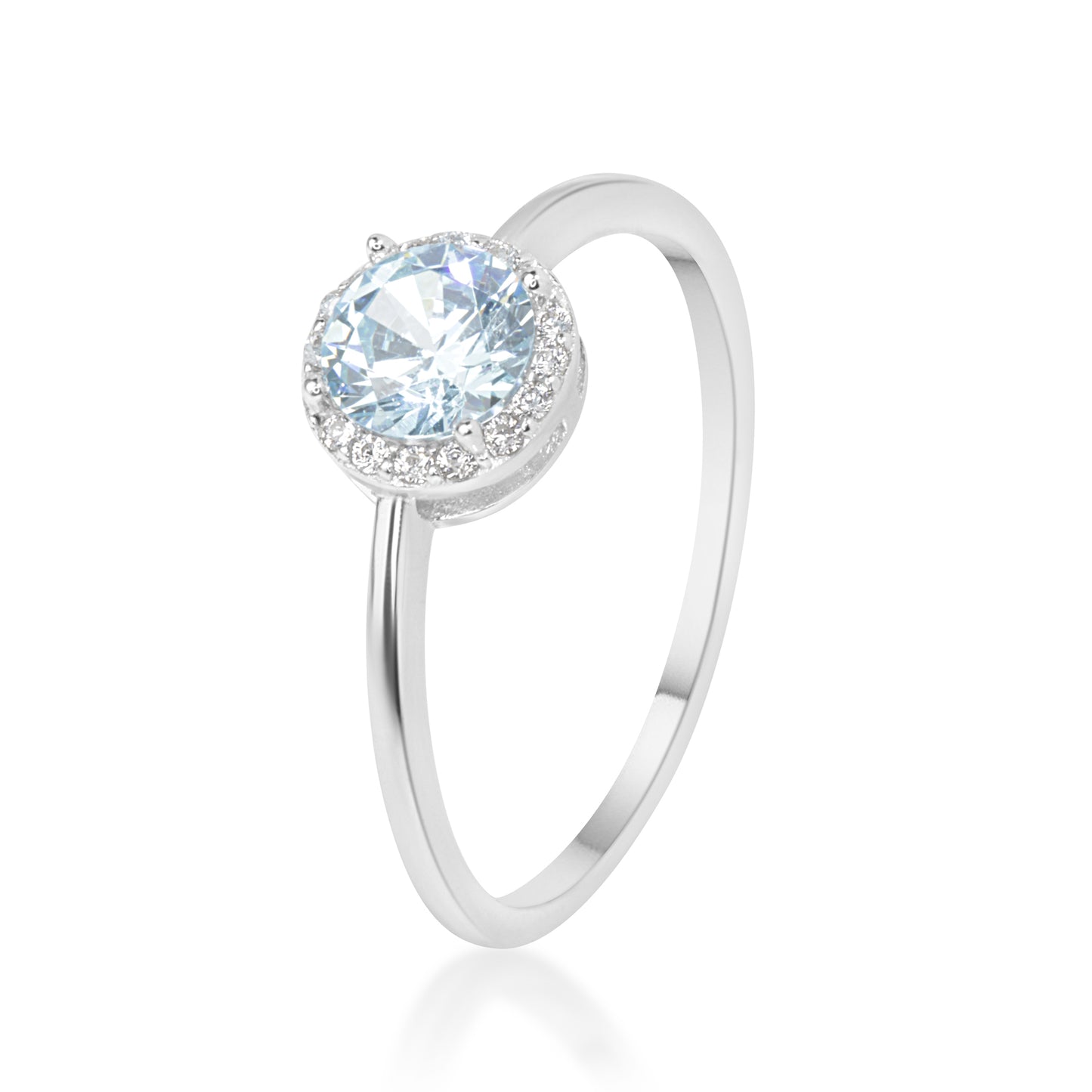 'Crystal Sky Blue Gem' Silver Ring