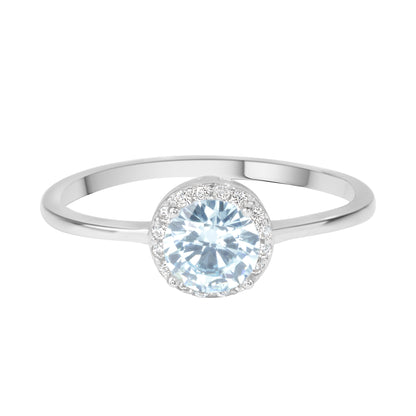 'Crystal Sky Blue Gem' Silver Ring
