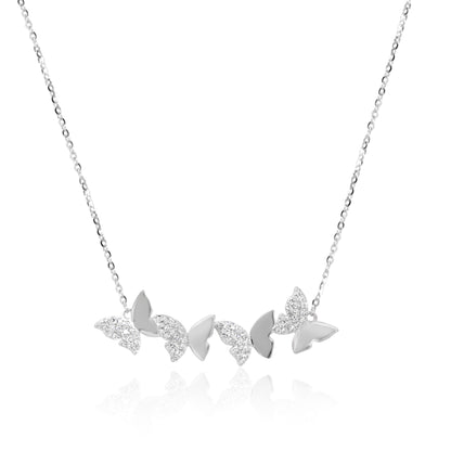 'Multiple Butterflies Zircon' Silver Pendant