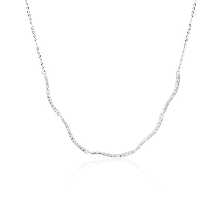 'Wave Design Zircon' Silver Pendant Chain
