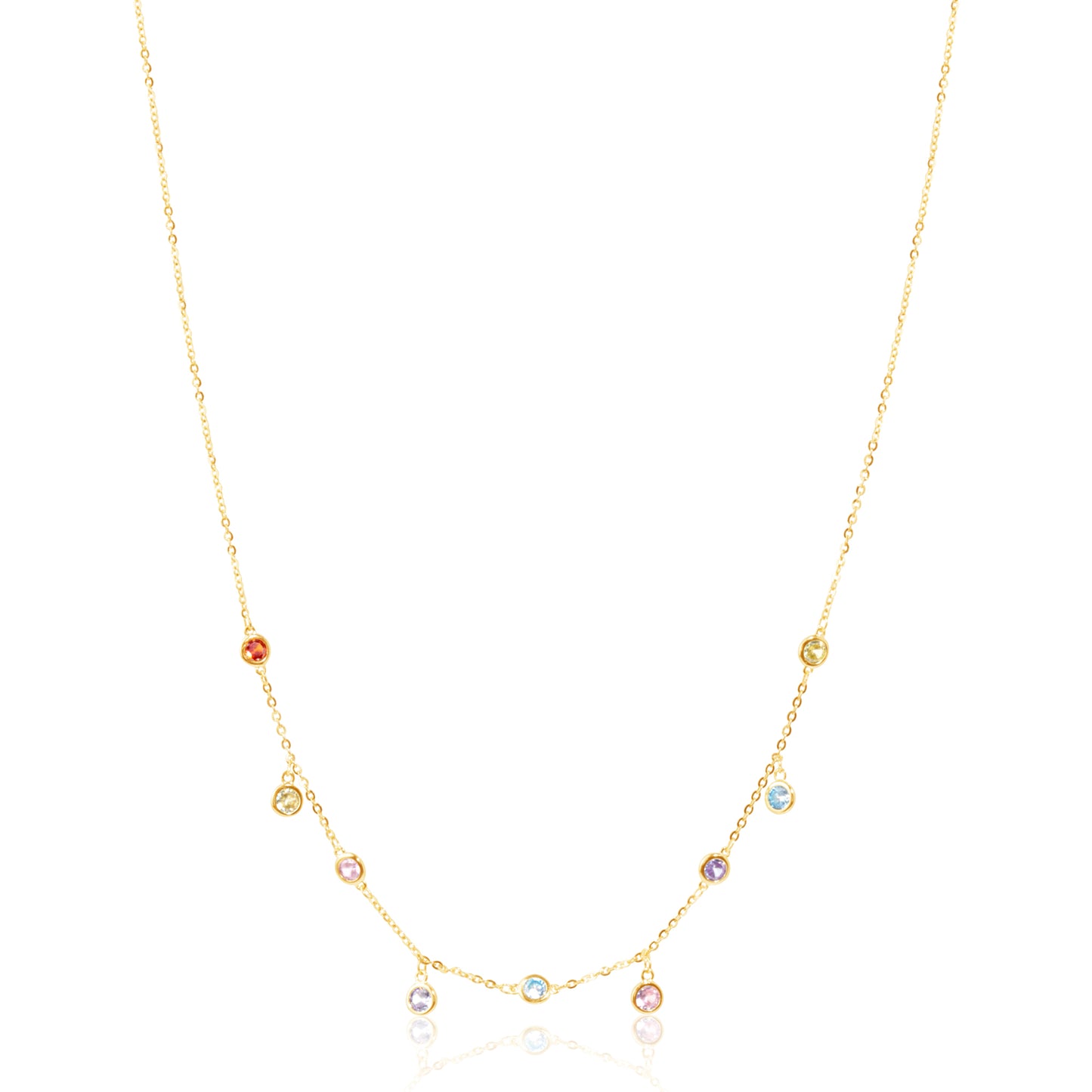 'Multi Gemstones' Gold Plated Necklace