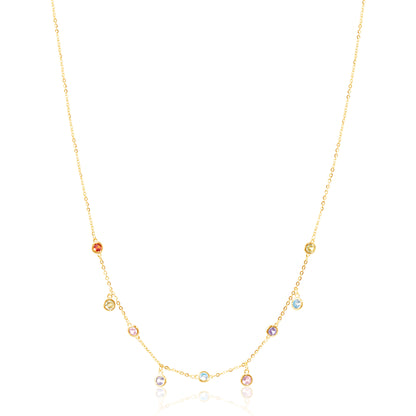 'Multi Gemstones' Gold Plated Necklace
