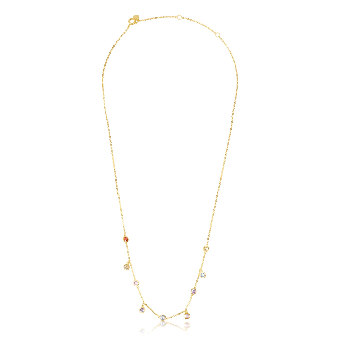'Multi Gemstones' Gold Plated Necklace