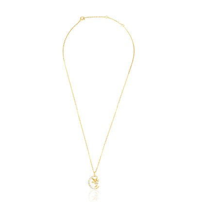 Gold Plated Half Moon Zircon Angel Pendant