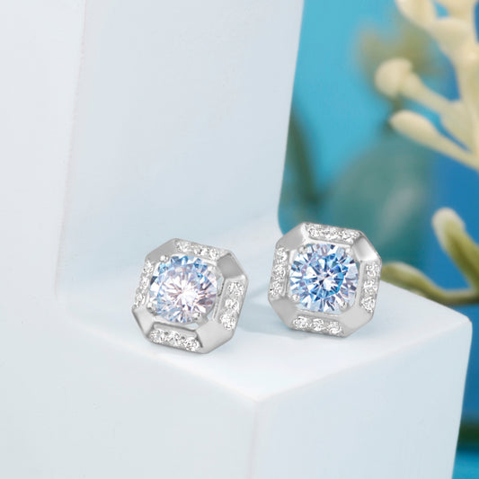 'Oceanic Blue Gem' Silver Earrings