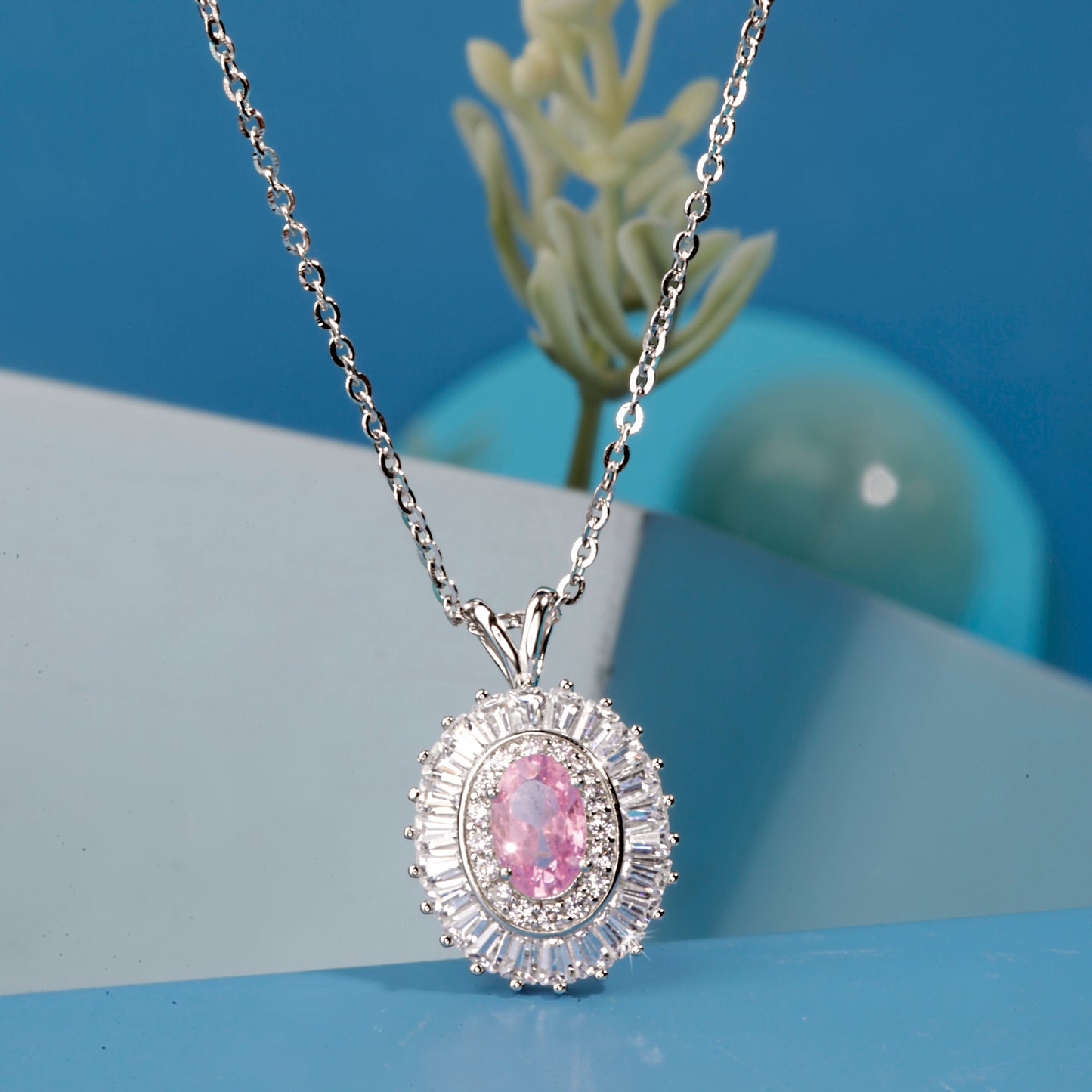 'Natural Topaz Pink Gemstone' Silver Pendant