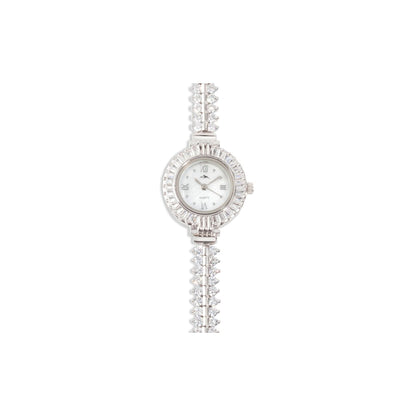 'Zircon Shine Rounded' Silver Bracelet Watch