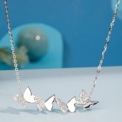 'Multiple Butterflies Zircon' Silver Pendant