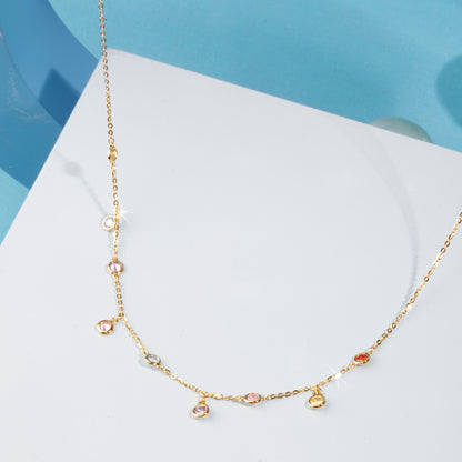 'Multi Gemstones' Gold Plated Necklace