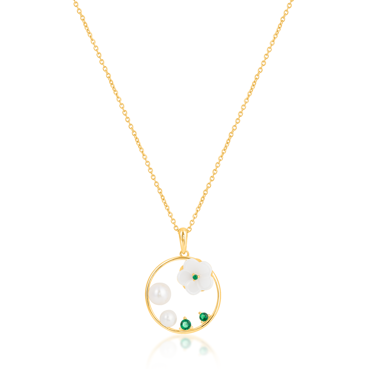 'Frosted White Flower' Gold Plated Pendant