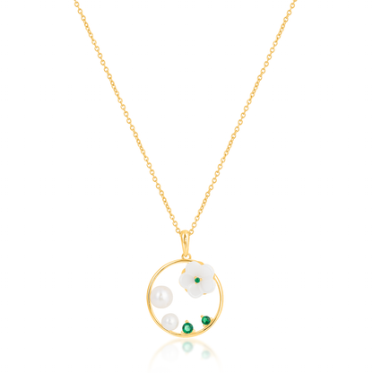 'Frosted White Flower' Gold Plated Pendant