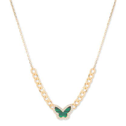'Green Mystique Butterfly' Golden Pendant