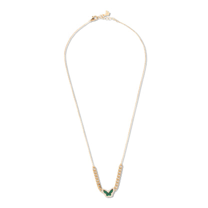'Green Mystique Butterfly' Golden Pendant