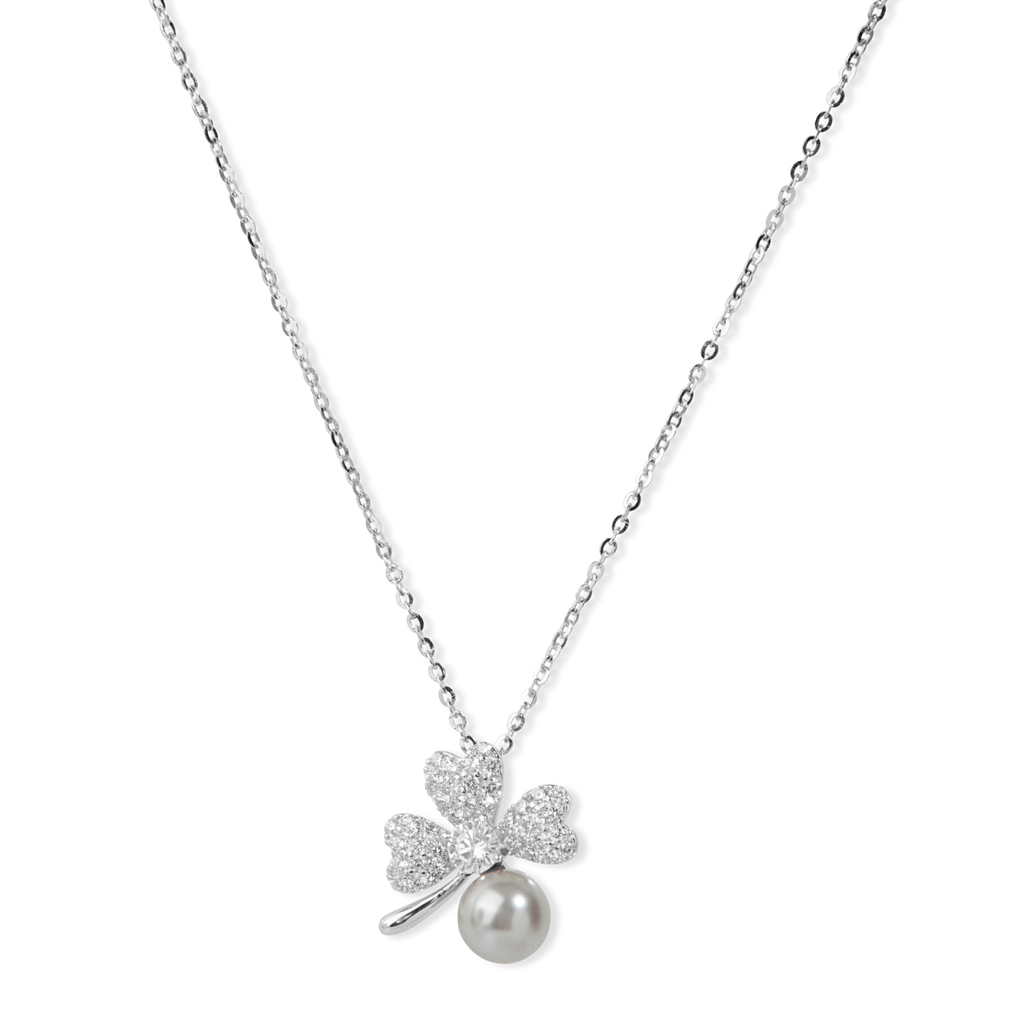 'Grey Pearl' Half Flower Silver Pendant
