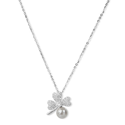 'Grey Pearl' Half Flower Silver Pendant