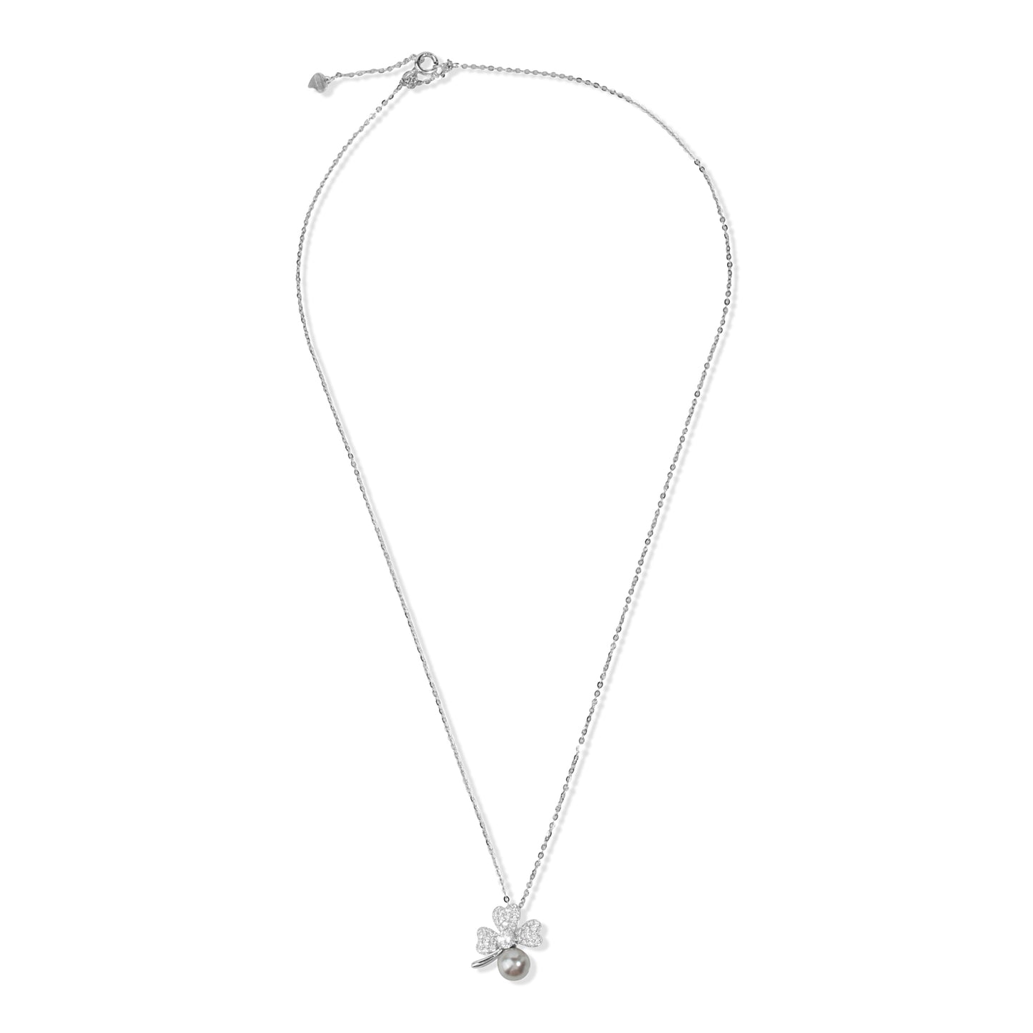 'Grey Pearl' Half Flower Silver Pendant