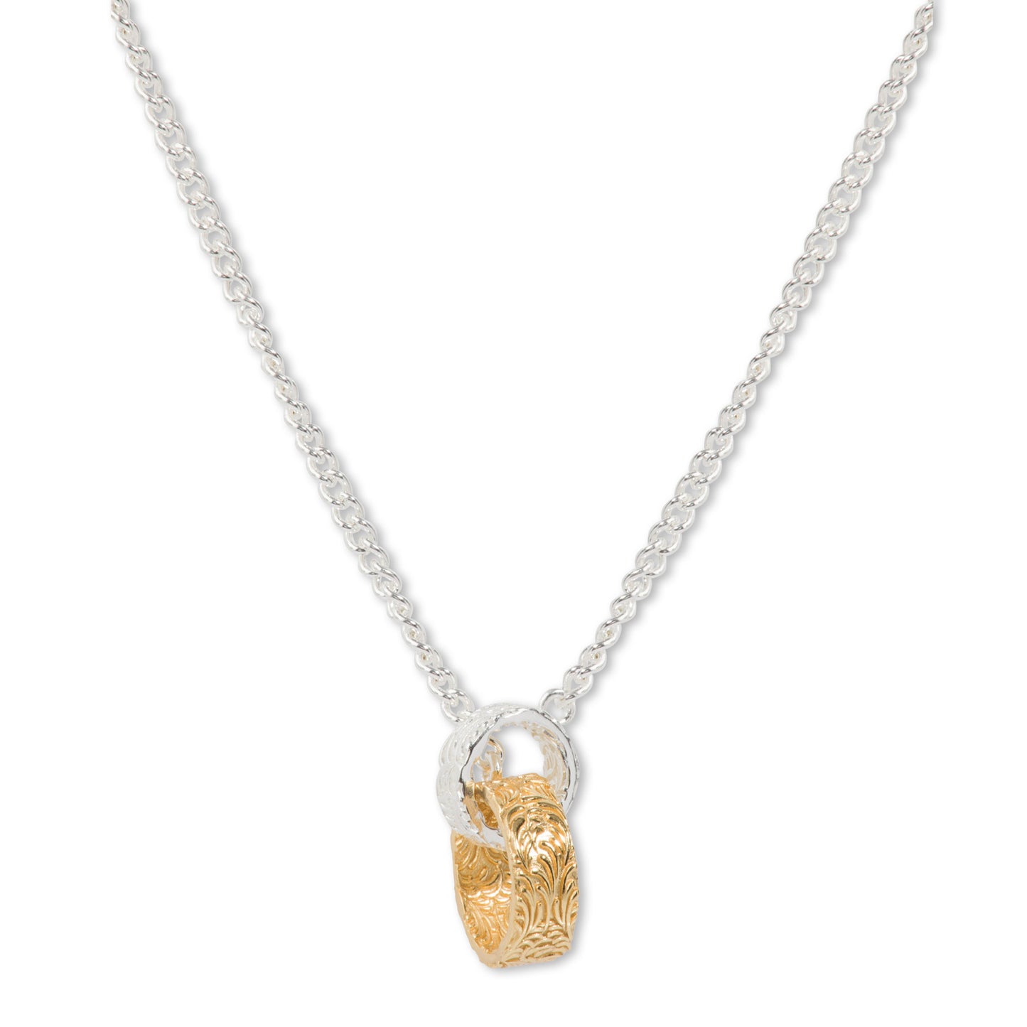 'Tangled Rings' Silver & Gold Pendant