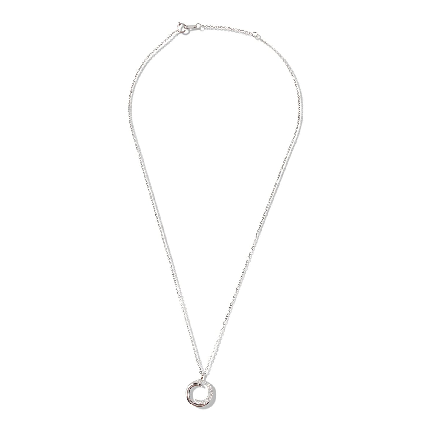 Silver Cubic Zirconia Crescent Moon Pendant