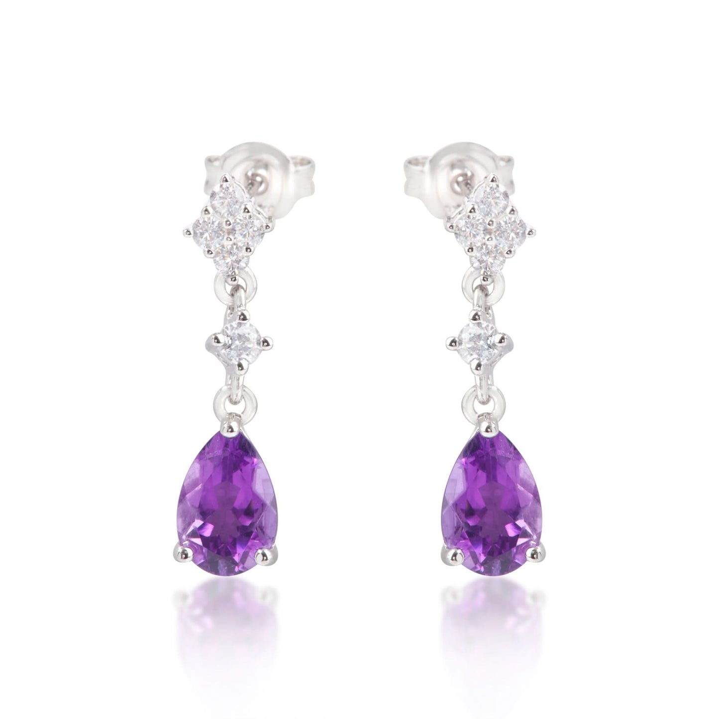 Silver Beautiful Water Drop Gem Earrings