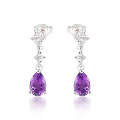 Silver Beautiful Water Drop Gem Earrings