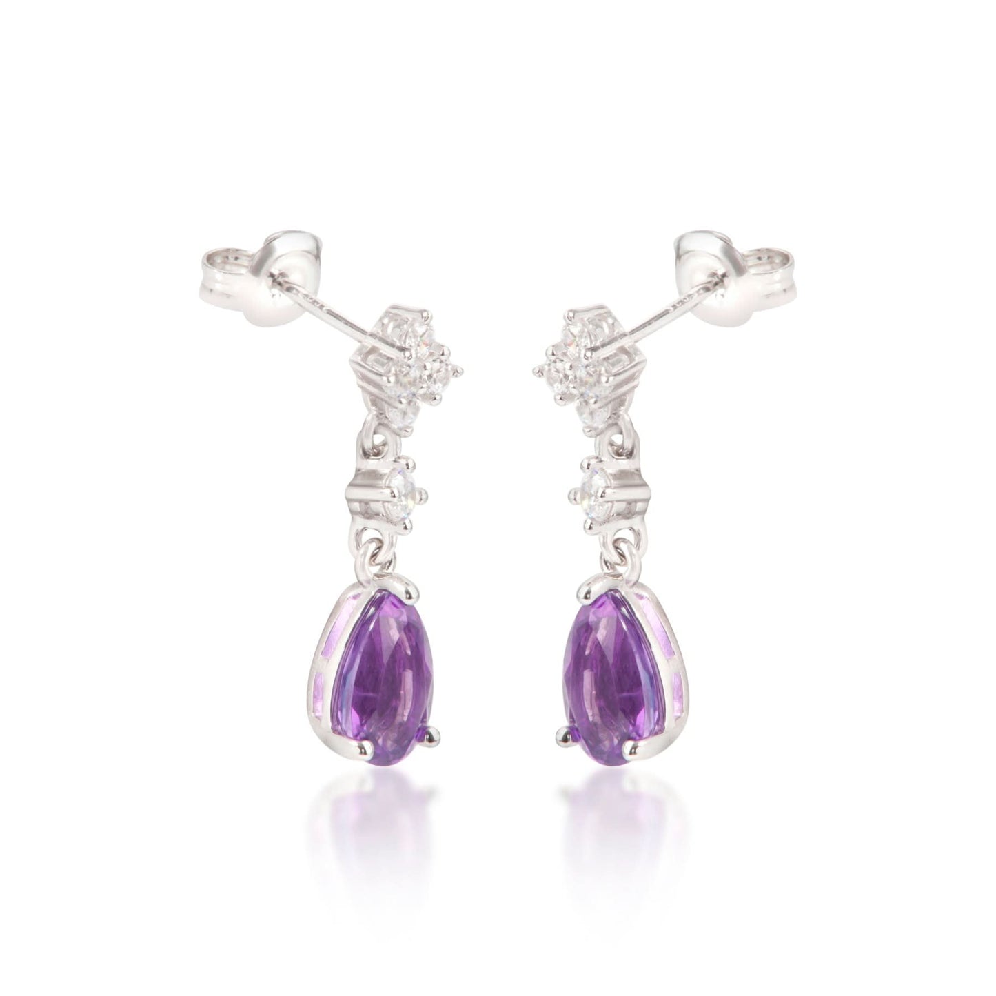 Silver Beautiful Water Drop Gem Earrings
