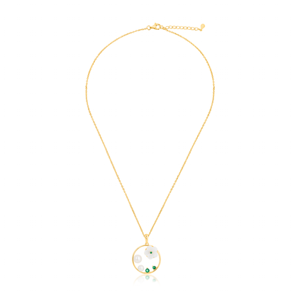 'Frosted White Flower' Gold Plated Pendant