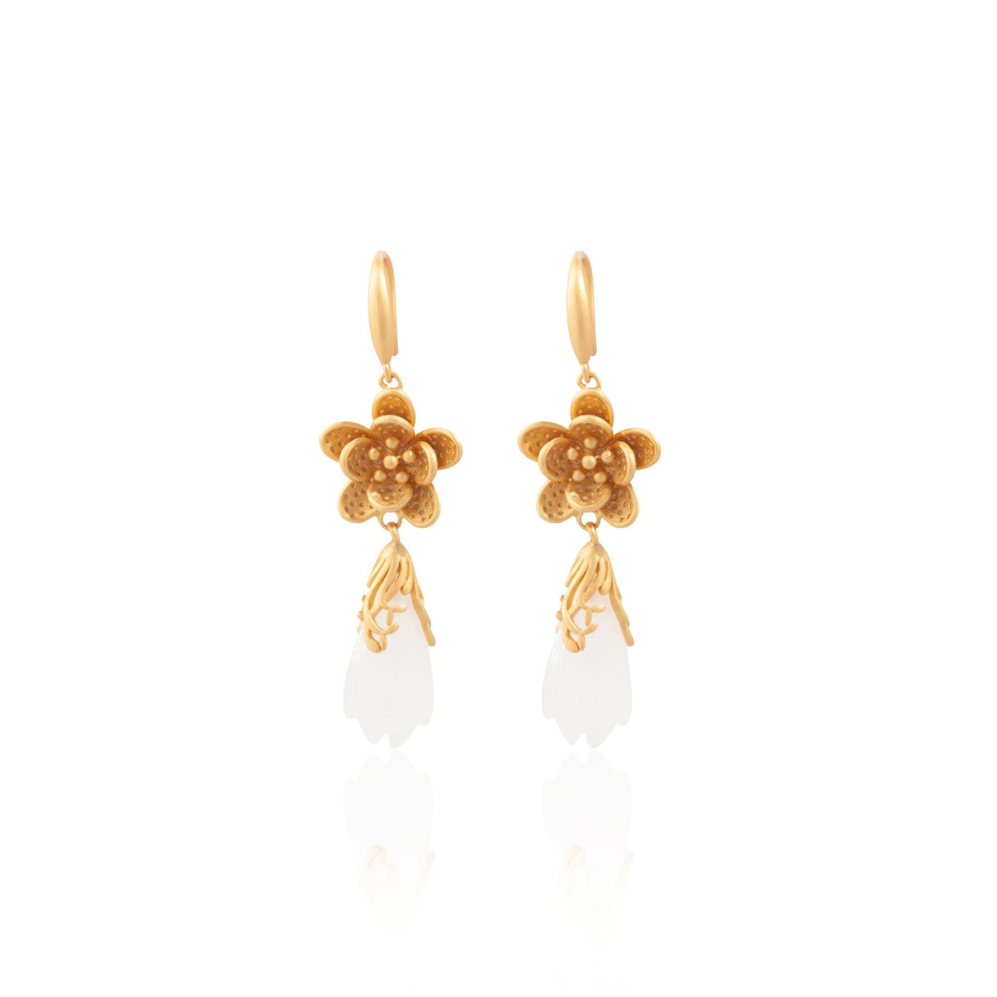 Gold Plated Gilded Plum Blossom Drop Golden Flowers Earrings