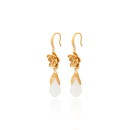 Gold Plated Gilded Plum Blossom Drop Golden Flowers Earrings