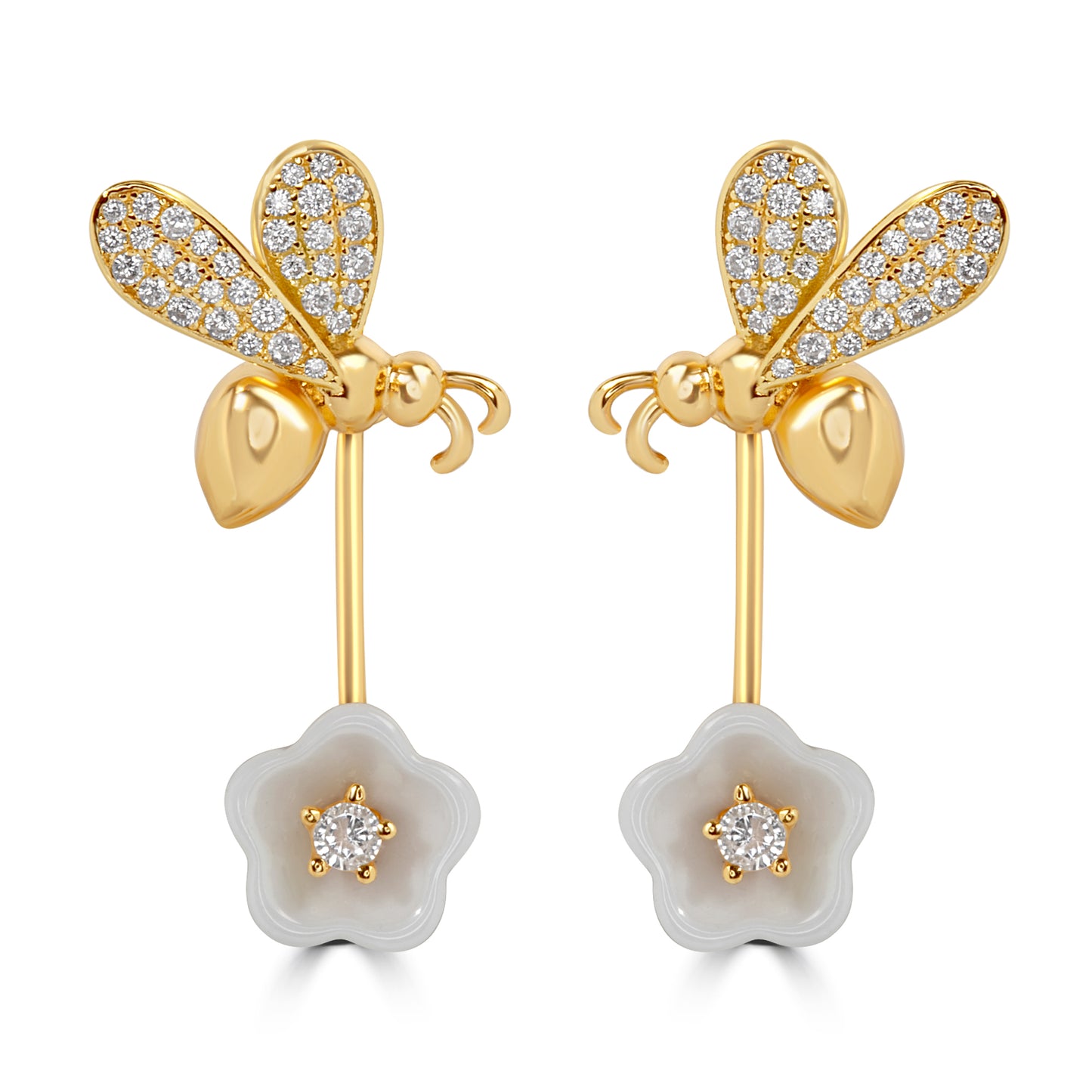 'Wildflower Bee' Gold Plated Earrings