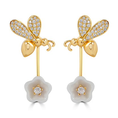 'Wildflower Bee' Gold Plated Earrings