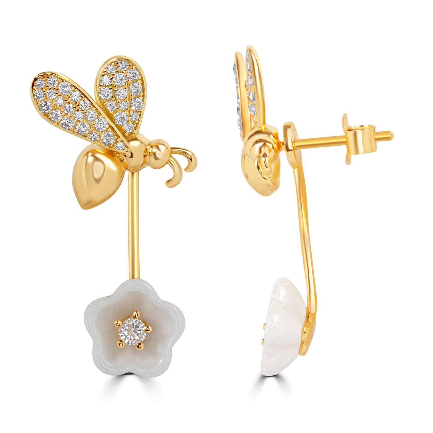 'Wildflower Bee' Gold Plated Earrings