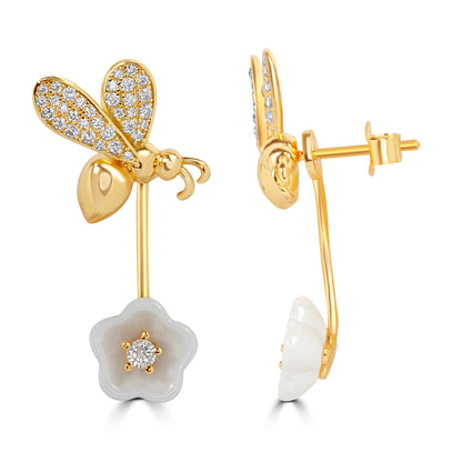 'Wildflower Bee' Gold Plated Earrings