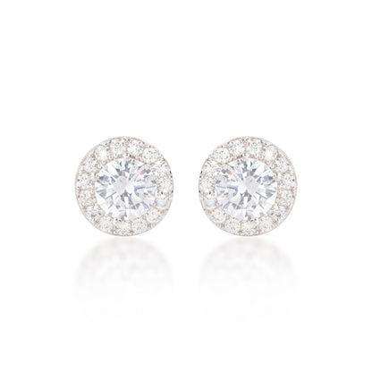 'Round Diamond' Silver Earrings