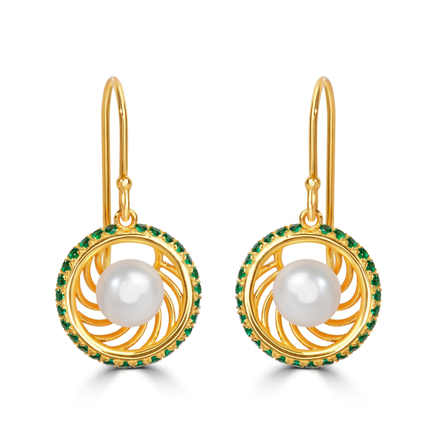 'Pearl Swirl' Gold Plated Earrings