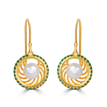 'Pearl Swirl' Gold Plated Earrings