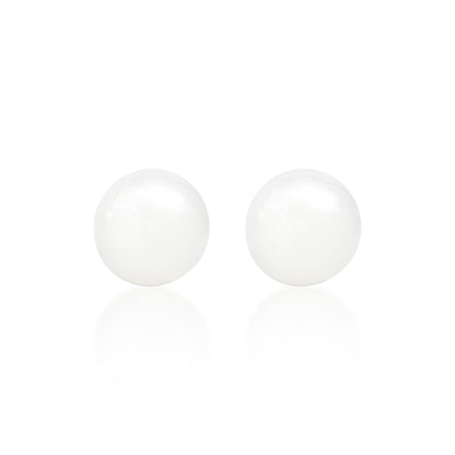 'White Round Jade' Silver Earrings