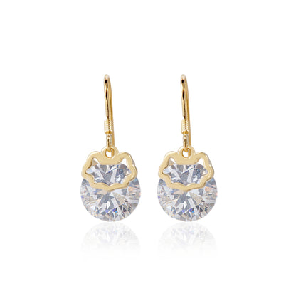 'Sterling Diamond Stone' Gold Plated Earrings