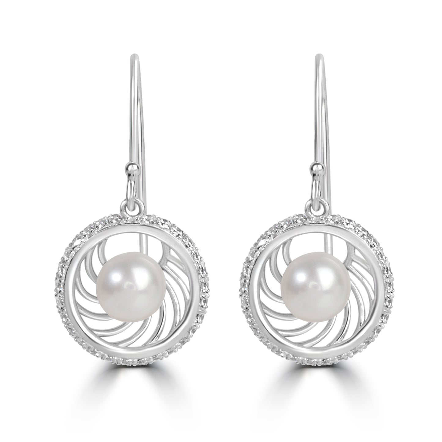 'Pearl Swirl' Silver Earrings