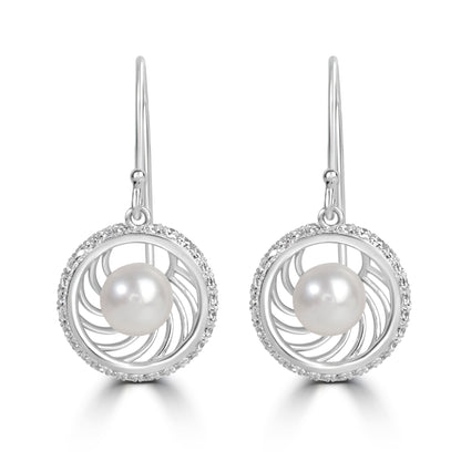 'Pearl Swirl' Silver Earrings