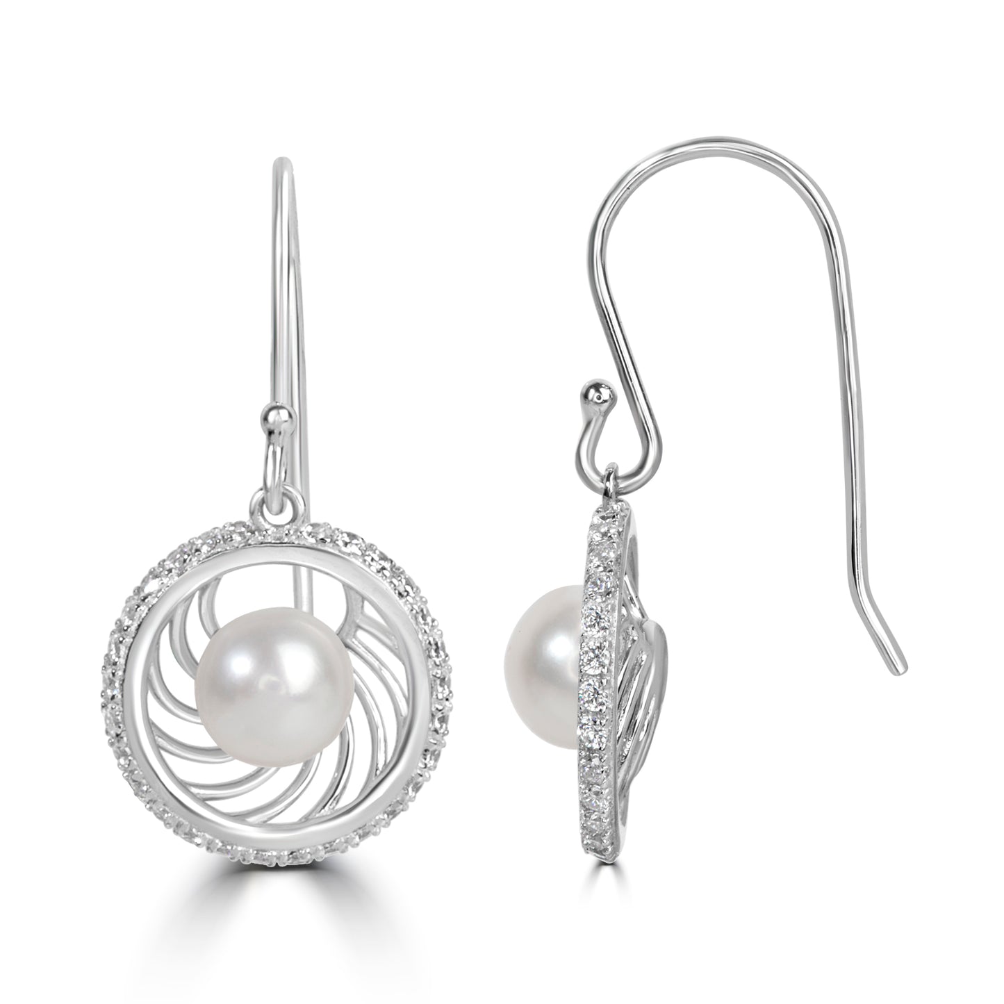 'Pearl Swirl' Silver Earrings