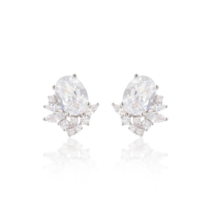 'White Shining Stone' Silver Earrings