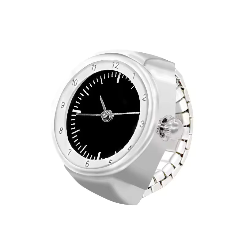 White Mini Dial Ring Watch Silvish