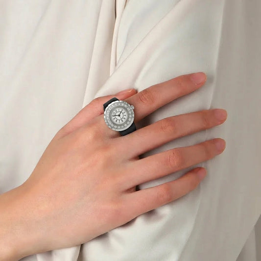 Noir Bling Ring Watch Silvish