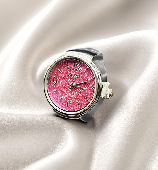 Pink Stardust Ring Watch Silvish