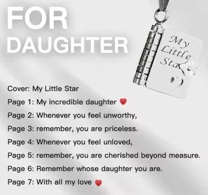 To My Daughter Engraved Book Locket Necklace