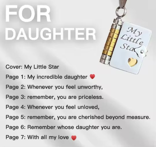 To My Daughter Engraved Book Locket Necklace