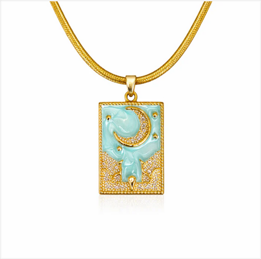 Gold Flat Chain Necklace with Moon Pendant Hunan Haoyi Gift Co., Ltd.